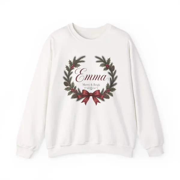 Custom Name Christmas Wreath Sweatshirt