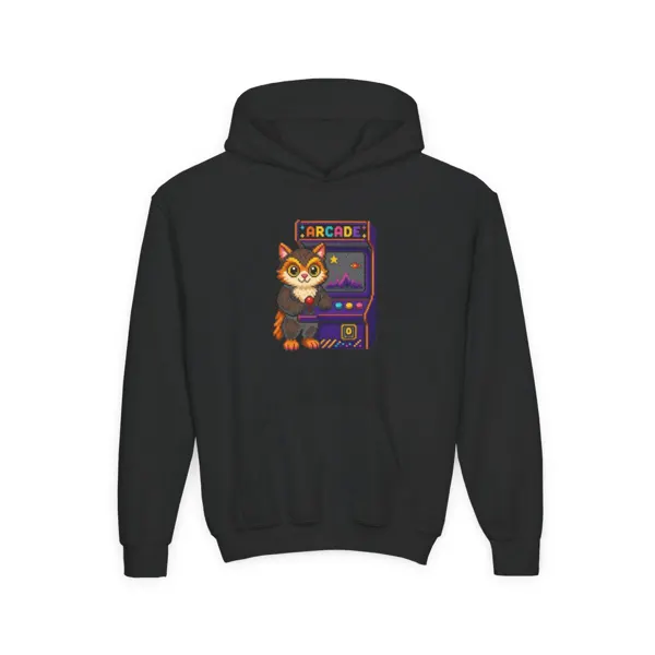 Pixel Arcade Cat Kids Hoodie